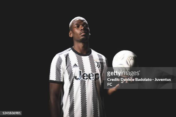 Paul Pogba poses at the Juventus training center on July 9, 2022 in Turin, Italy.