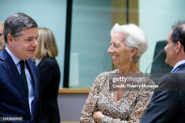 Irish Minister for Public Expenditure and Reform Paschal Luke Donohoe is talking with the President of the European Central Bank Christine Lagarde...