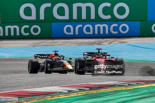 Max Verstappen, Oracle Red Bull Racing, RB18, action 16 Charles Leclerc, Scuderia Ferrari, F1-75, action during the Formula 1 Grand Prix of Austria...