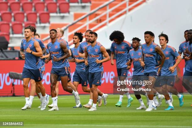 Manchester United players during the training session before match against Liverpool at Rajamangala stadium on July 11, 2022 in Bangkok, Thailand.