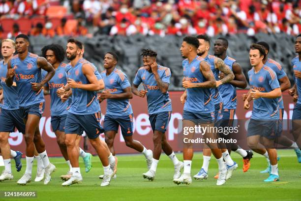 Manchester United players during the training session before match against Liverpool at Rajamangala stadium on July 11, 2022 in Bangkok, Thailand.