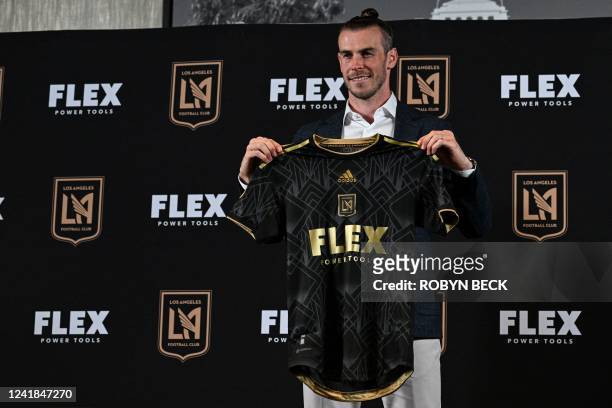 Welsh soccer player Gareth Bale is welcomed to Major League Soccer's Los Angeles Football Club during a press conference at the Banc of California...