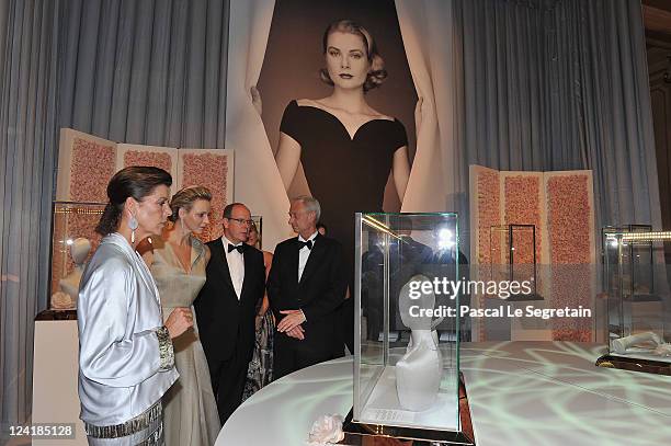 The Princess Caroline of Hanover, H.S.H Princess Charlene of Monaco , H.S.H. Prince Albert II of Monaco and Lutz Bethge, CEO of Montblanc...