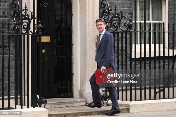 Greg Clark, Secretary of State for Levelling Up, Housing and Communities arrives for a Cabinet meeting at 10 Downing Street on July 12, 2022 in...