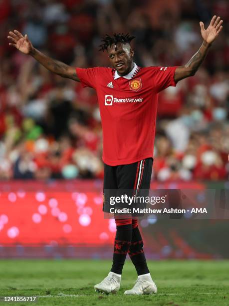 Fred of Manchester United celebrates after scoring a goal to make it 2-0 during the preseason friendly match between Liverpool and Manchester United...