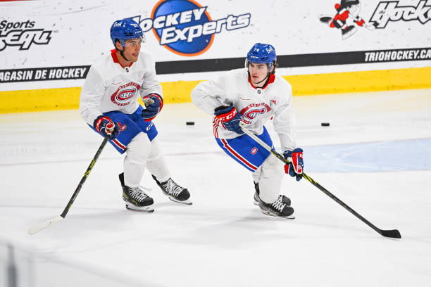 Look on Montreal Canadiens left wing prospect Cedrick Guindon during the Montreal Canadiens Development Camp on July 12 at Bell Sports Complex in...