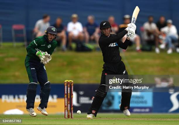 Dublin , Ireland - 12 July 2022; Finn Allen of New Zealand during the Men's One Day International match between Ireland and New Zealand at Malahide...