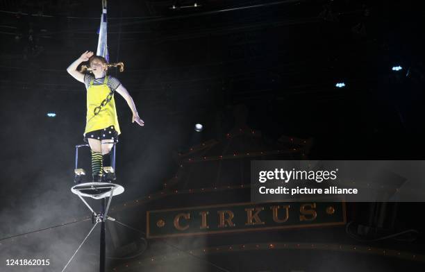 July 2022, Sweden, Stockholm: Actress Ida Breimo plays Pippi Longstocking at the premiere of the circus musical "Pippi på Cirkus" . Photo: Steffen...