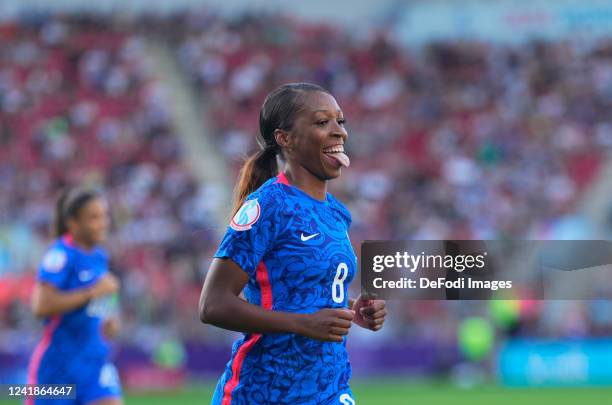 Grace Geyoro of France celebrates scoring during the UEFA Women's Euro England 2022 group D match between France and Italy at The New York Stadium on...