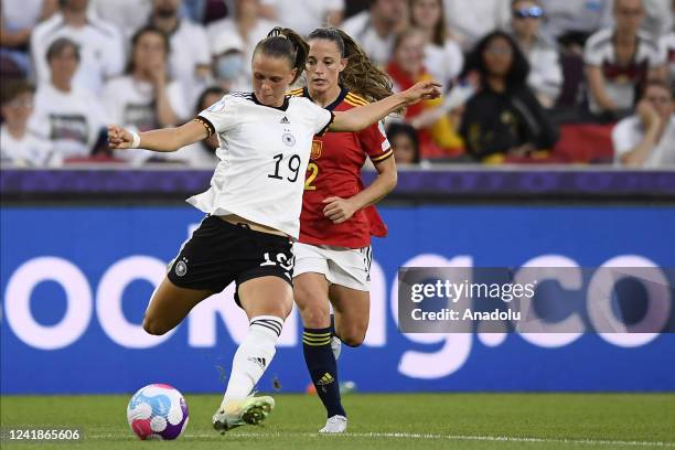 July: Klara Buhl of Germany in action during the UEFA Women's Euro England 2022 group B match between Germany and Spain at Brentford Community...