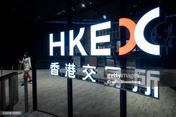 The Hong Kong Stock Exchange in Hong Kong, China, on Wednesday, July 13, 2022. Hong Kong is likely to see more dual-traded companies shift toward...