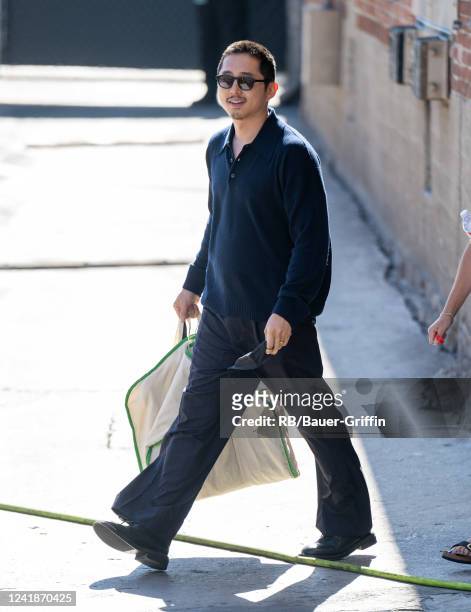 Steven Yeun is seen at "Jimmy Kimmel Live" on July 12, 2022 in Los Angeles, California.