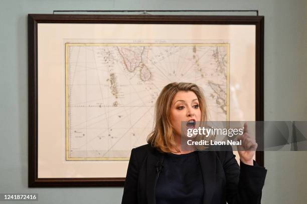 Penny Mordaunt speaks during an event to launch her campaign to be the next leader of the Conservative Party on July 13, 2022 in London, England....