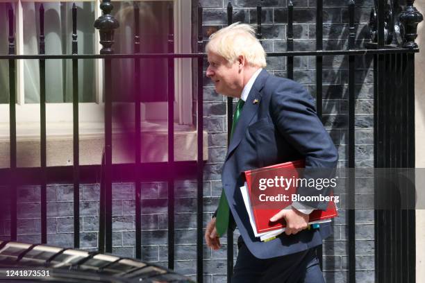 Boris Johnson, UK prime minister, departs 10 Downing Street to attend a weekly questions and answers session at Parliament in London, UK, on...