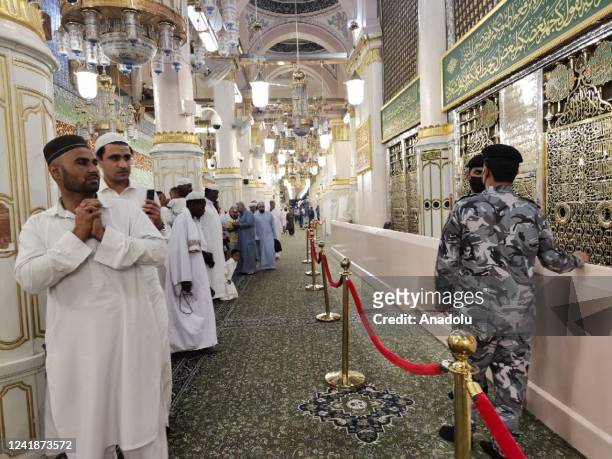 Muslims pray at Al-Masjid an-Nabawi after completing the hajj pilgrimage, in Medina, Saudi Arabia on July 13, 2022. After completing the pilgrimage...
