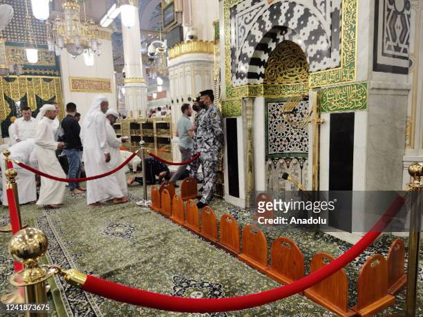 Muslims pray at Al-Masjid an-Nabawi after completing the hajj pilgrimage, in Medina, Saudi Arabia on July 13, 2022. After completing the pilgrimage...
