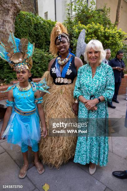 Camilla, Duchess of Cornwall meets performers at The Tabernacle to celebrate Notting Hill Carnival's return following a hiatus due to the Covid-19...