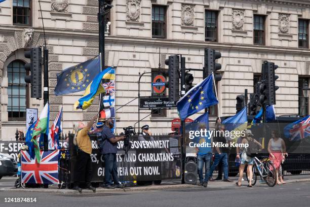 Anti-Brexit protester Steve Bray continues his campaign against Brexit and the Conservative government alongside fellow protesters on 13th July 2022...