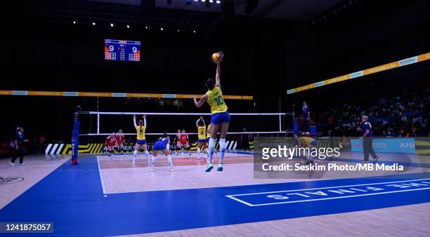 Gabriela Braga Guimaraes of Brazil during the Womens Volleyball Nations League Quarter Final match between Brazil and Japan at Ankara Sports Hall on...
