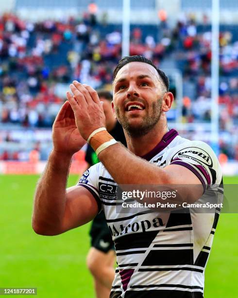Luke Gale of Hull FC claps the fans at the end of the match during the Betfred Super League Magic Weekend match between Hull Kingston Rovers and Hull...