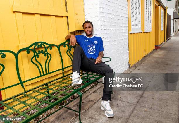 New signing Raheem Sterling of Chelsea is photographed around Beverley Hills on July 13, 2022 in Los Angeles, California.