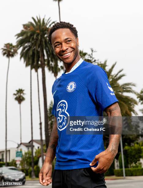 New signing Raheem Sterling of Chelsea is photographed around Beverley Hills on July 13, 2022 in Los Angeles, California.