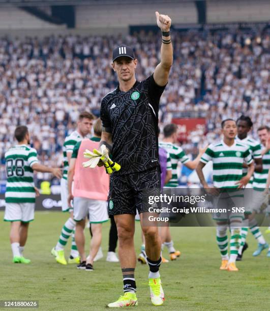 Celtic's Joe Hart gives the Celtic fans a thumbs up during a pre-season friendly match between Banik Ostrava and Celtic at the Mestsky Stadion, on...