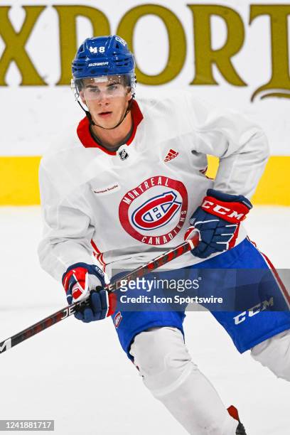 Look on Montreal Canadiens right wing prospect Filip Mesar during the Montreal Canadiens Development Camp on July 12 at Bell Sports Complex in...
