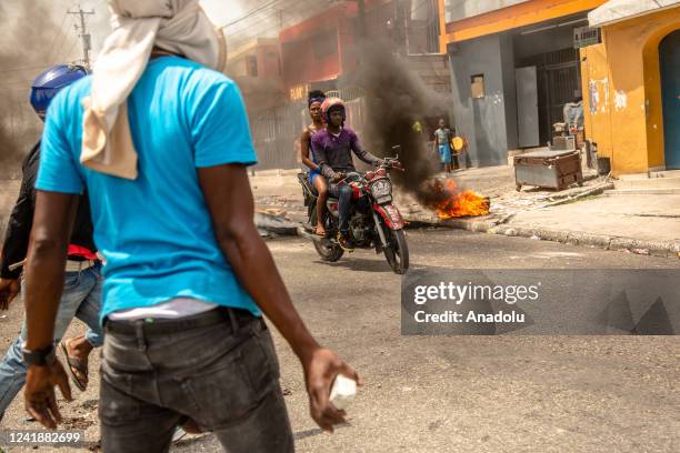 Several barricades were erected in the streets of Port au Prince to protest against the shortage of gasoline in Port Au Prince, Haiti on July 13,...