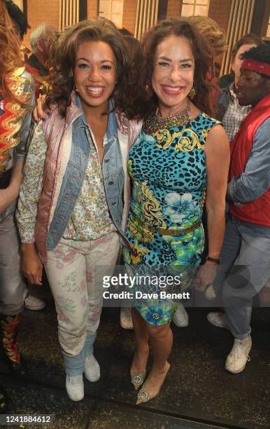 Original "Jennifer Parker" Claudia Wells and cast member Courtney-Mae Briggs pose backstage at the West End production of "Back To The Future: The...