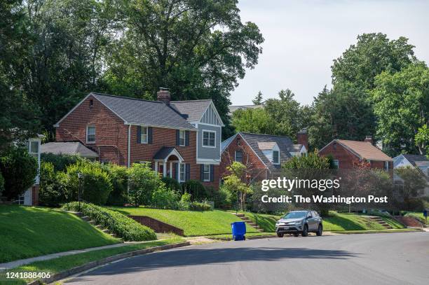 Houses are seen in the Madison Manor neighborhood in Arlington, VA, on July 12, 2022.