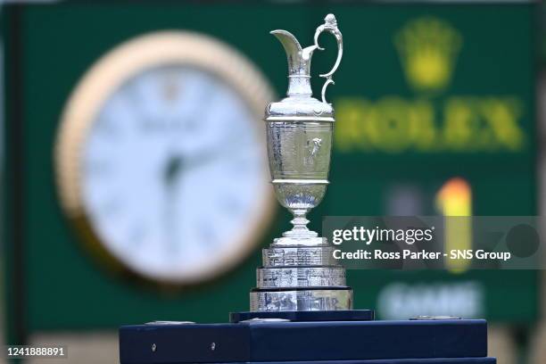 View of the Claret Jug on the 1st tee during Day One of The 150th Open Championship at The Old Course, on July 14 in St Andrews, Scotland.