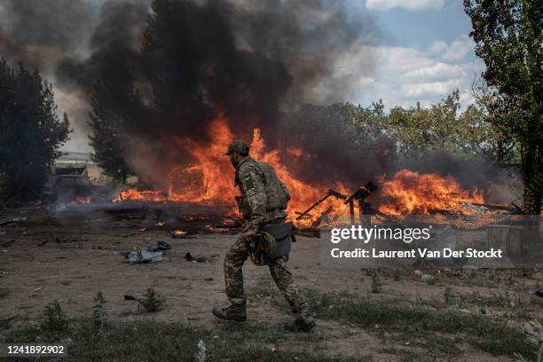 Sergei Levachov a paratrooper of the 81st Airmobile Battalion who arrived in Seversk after fighting against Russian troops advancing towards...