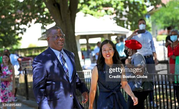 Mayor Michelle Wu arrived with new commissioner of the Boston Police Department, Michael Cox. The mayor held a press conference to announce his...