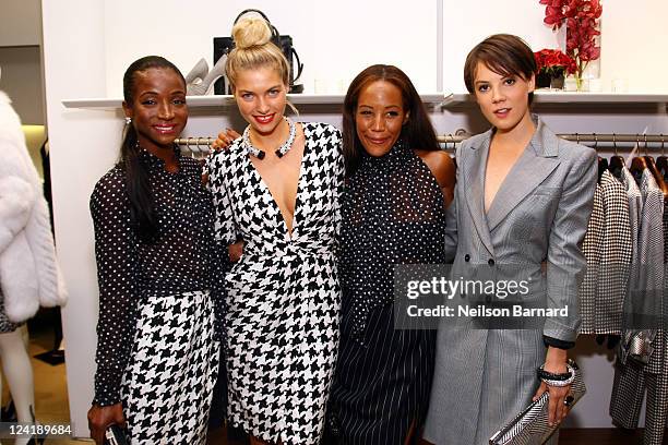 Genevieve Jones, Jessica Hart, Maggie Betts and Lady Alice St Clair Erskine attend Ferragamo's Black And White Fete to celebrate Fashions Night Out...