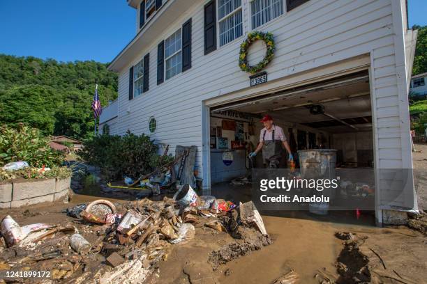 View of damage after a severe storm hit the area located in the state's southwest region, bringing heavy rain and flooding in Buchanan County, United...