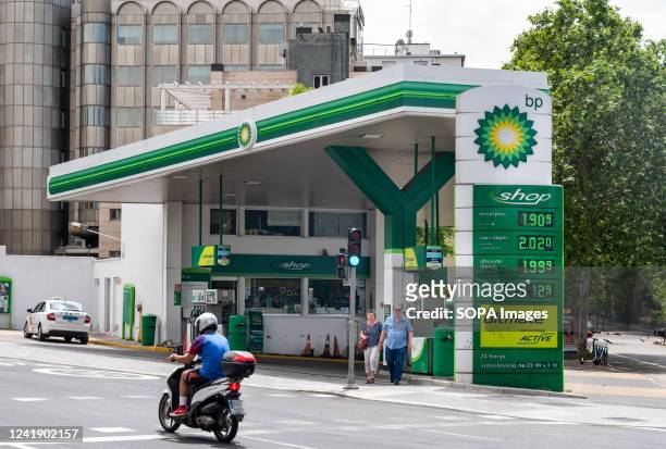 Gas station from the British Petroleum Company plc, known as BP plc, in Spain.