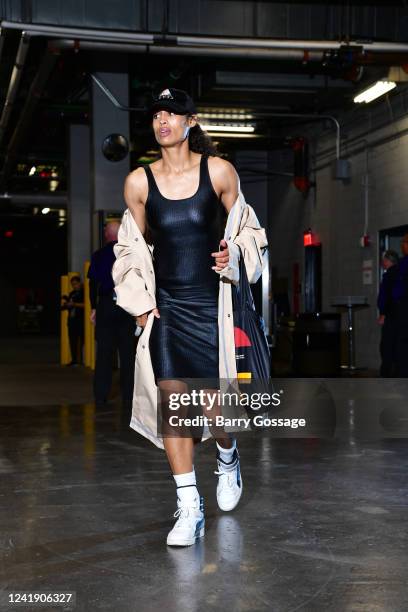 Skylar Diggins-Smith of the Phoenix Mercury arrives to the arena prior to the game against the Washington Mystics on July 14, 2022 at Footprint...