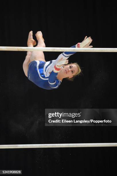 Giulia Steingruber of Switzerland competing on uneven bars in the women's apparatus final during the European Gymnastics Championships at the Park &...