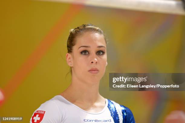 Giulia Steingruber of Switzerland warming up before the women's apparatus finals during the European Gymnastics Championships at the Park & Suites...