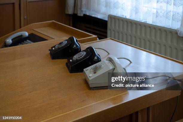 Telephones stand in the former study of Stasi chief E. Mielke in the "Stasi Museum" in the former headquarters of the GDR's Ministry of State...