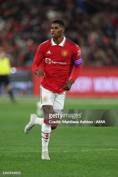 Marcus Rashford of Manchester United during the Pre-Season friendly match between Melbourne Victory and Manchester United at Melbourne Cricket Ground...