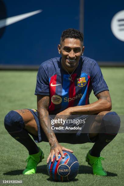 Barcelonaâs Brazilian player Rafinha pose for the media as he is presented as a FC Barcelona player at Ciutat Esportiva Joan Gamper on July 15, 2022...