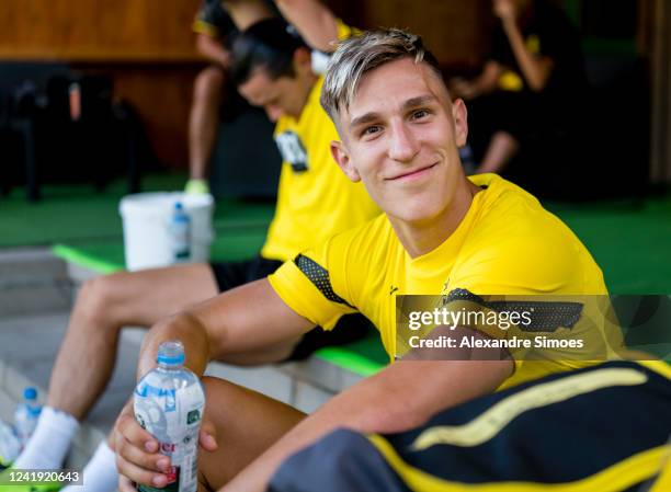 Nico Schlotterbeck of Borussia Dortmund during a train session at the Borussia Dortmund Training Camp on July 15, 2022 in Bad Ragaz.