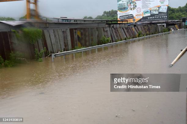 Road heading towards Ulwe closed since last 10 days after flooding due to incessant rain on the new road running adjacent to the Belapur Ulwe...