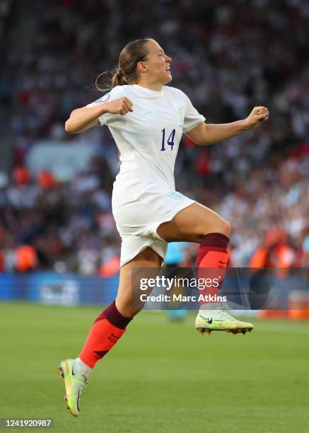 Fran Kirby of England celebrates scoring their 1st goal during the UEFA Women's Euro England 2022 group A match between Northern Ireland and England...