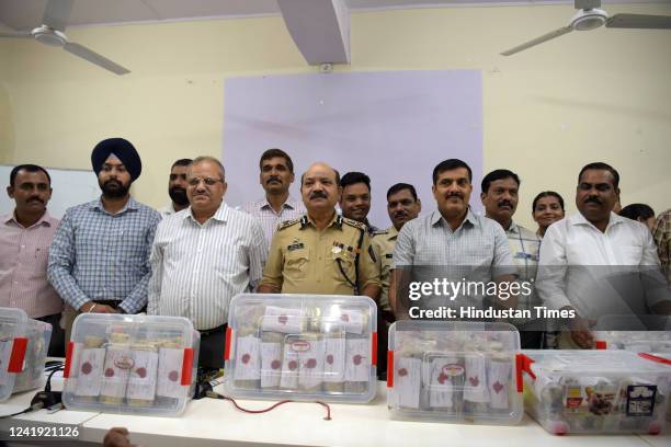 Police Commissioner Bipin Kumar Singh addresses the media during a press conference after Navi Mumbai Crime branch seize heroin consignment from...