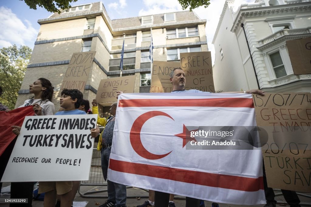 Turkish Cypriots protest on the 48th anniversary of the Cyprus coup in London
