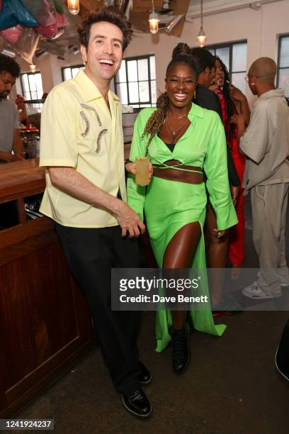 Nick Grimshaw and Clara Amfo attend the PUMA x Dua Lipa launch dinner hosted by Dua Lipa at Bistrotheque on July 15, 2022 in London, England.
