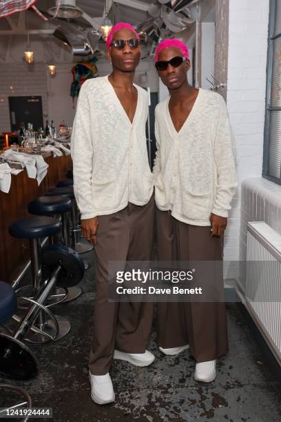 Victory Ebinum and Marvel Ebinum attend the PUMA x Dua Lipa launch dinner hosted by Dua Lipa at Bistrotheque on July 15, 2022 in London, England.